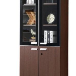 Armoire de rangement semi vitré en bois importé à deux portes