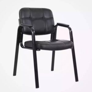 Chaise visiteur en cuir avec accoudoirs fixes