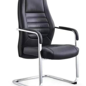 Fauteuil visiteur Ergonomique en cuir, haut dossier avec accoudoir fixe