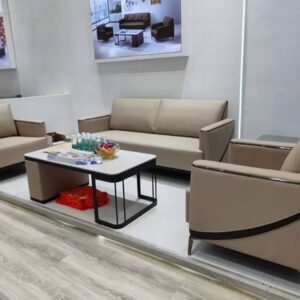 Salon moderne composé de canapé à 5 places de  couleur kaki