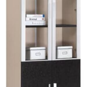 Armoire de rangement semi vitrée en bois importé à deux portes