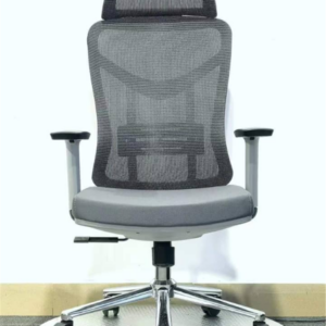 Fauteuil de direction Ergonomique en maille avec dossier, têtière et accoudoir réglable reposant sur 5 branches en acier glissant