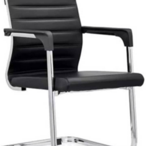 Fauteuil visiteur en cuir pied chromé accoudoir fixe