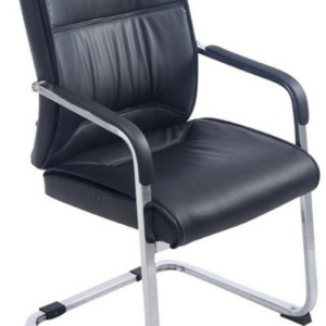 Fauteuil visiteur ou de conférence, confortable haut dossier en cuir avec accoudoirs fixe