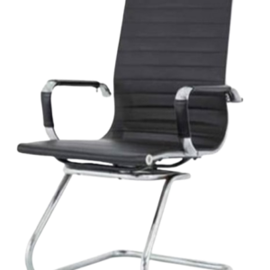 Fauteuil visiteur ou encore chaise visiteur en cuir pied chromé avec accoudoir fixe