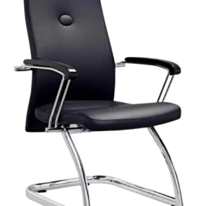 Fauteuil visiteur en cuir pied chromé accoudoir fixe