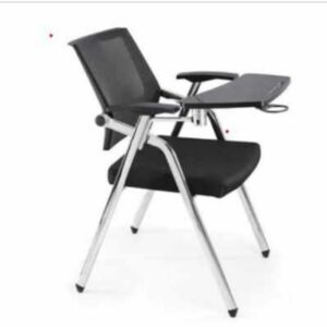 Chaise pour les salles de conférences ou éducatives en filet  pliable avec accoudoir fixe doté d’écritoire AJUSTABLE